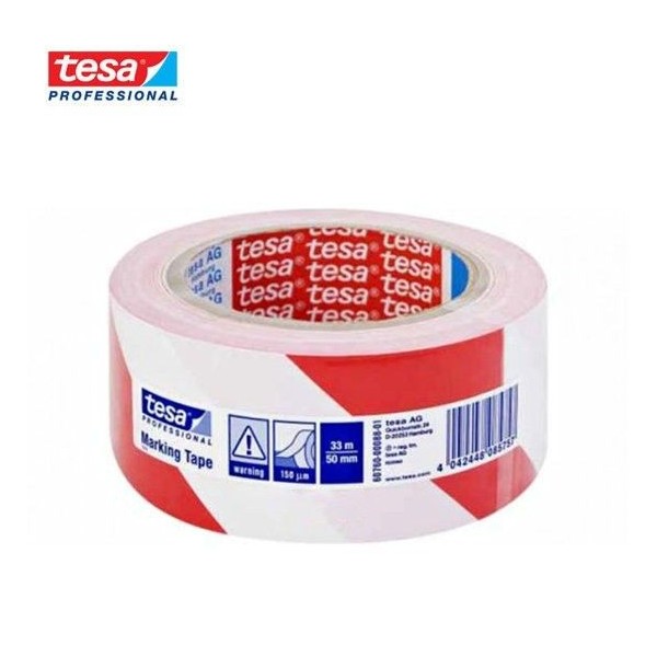 ADHÉSIF DE MARQUAGE AU SOL ROUGE/BLANC 50x33M TESA