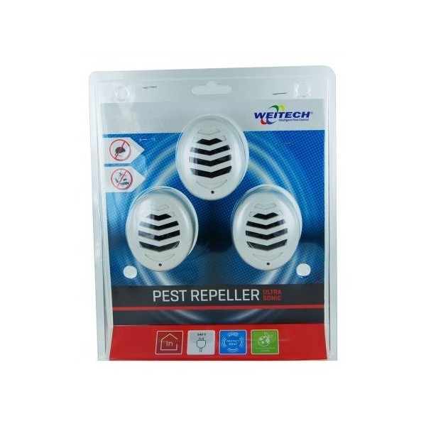 LOT DE 3 RÉPULSIFS RONGEURS ET INSECTES ULTRASON WEITECH