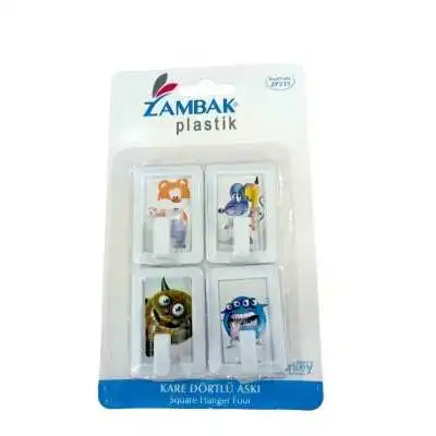 LOT DE 4 CROCHETS ADHÉSIF CARRÉ ZAMBAK - 1