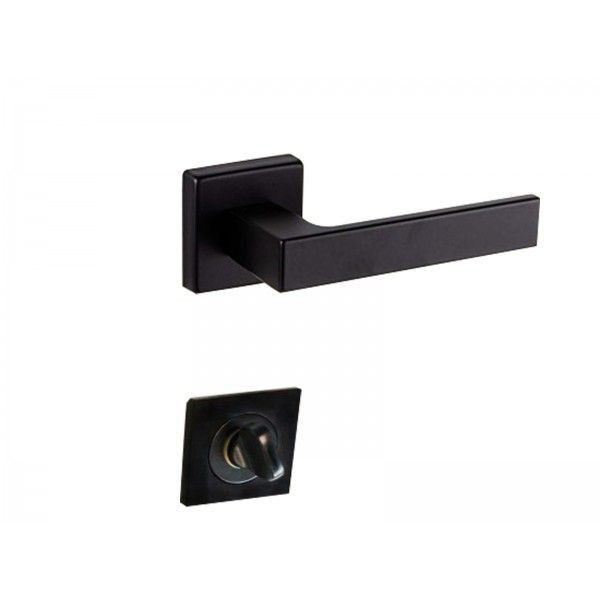 POIGNÉE DE PORTE AVEC ROSACE FLORENCE CONDAMNATION NOIR MAT STAP