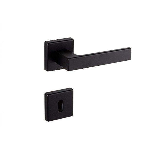 POIGNÉE DE PORTE AVEC ROSACE FLORENCE TROU DE CLÉ NOIR MAT STAP