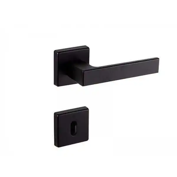 POIGNÉE DE PORTE AVEC ROSACE FLORENCE TROU DE CLÉ NOIR MAT STAP