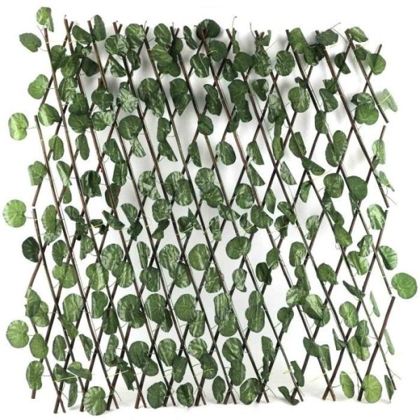 TREILLIS EXTENSIBLE EN BOIS FEUILLAGE ARTIFICIEL 1MX2M