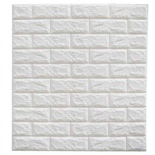 PANNEAU MURAL ADHÉSIF ANTI-HUMIDITÉ 3D 77 * 70 CM BLANC  - 1