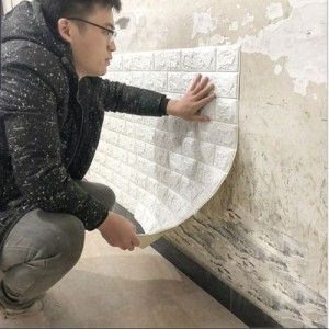 Adhésif Mural Anti-humidité sous forme de Briques 3D de taille 77*70 -  Blanc