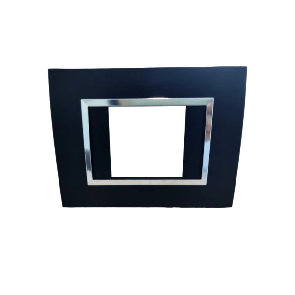 PLAQUE RECTANGULAIRE TROU CARRÉ NOIR MAT CHROMÉ SYS43 SOMEF
