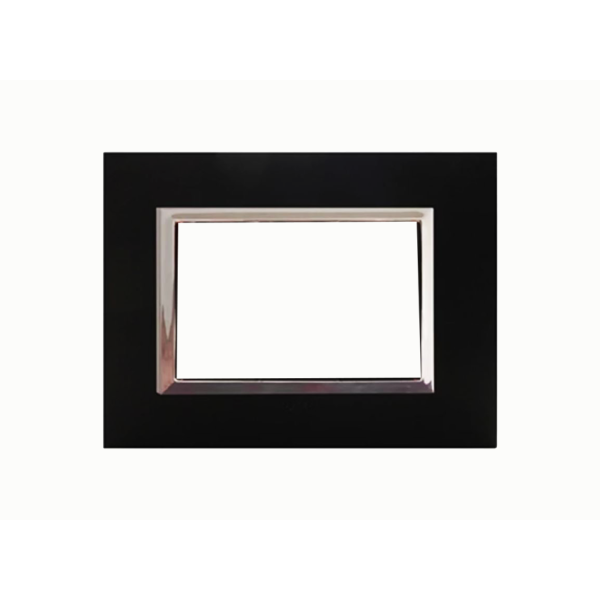 PLAQUE RECTANGULAIRE 3 MODULES NOIR MAT CHROMÉ SYS43 SOMEF