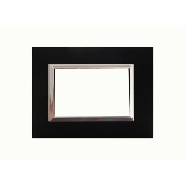 PLAQUE RECTANGULAIRE 3 MODULES NOIR MAT CHROMÉ SYS43 SOMEF