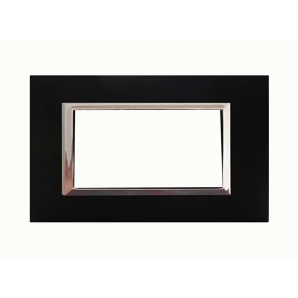 PLAQUE RECTANGULAIRE 4 MODULES NOIR MAT CHROMÉ SYS43 SOMEF