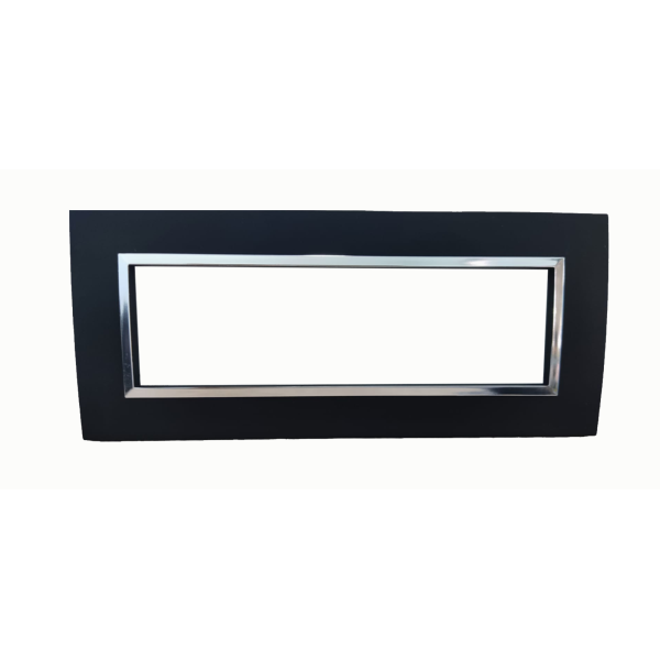 PLAQUE RECTANGULAIRE 7 MODULES NOIR MAT CHROMÉ SYS43 SOMEF