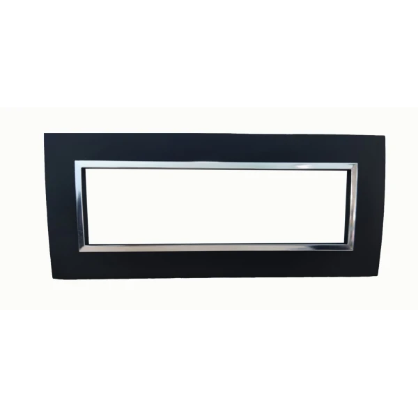PLAQUE RECTANGULAIRE 7 MODULES NOIR MAT CHROMÉ SYS43 SOMEF