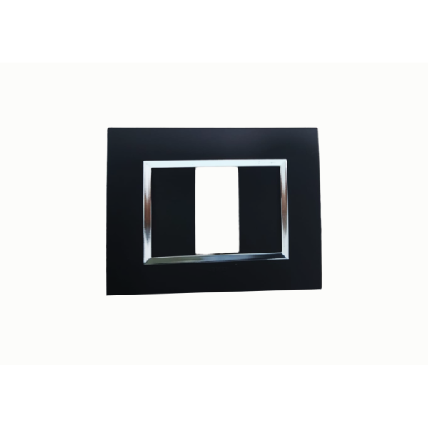 PLAQUE RECTANGULAIRE 1 MODULE NOIR MAT CHROMÉ SYS43 SOMEF