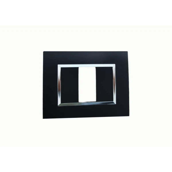 PLAQUE RECTANGULAIRE 1 MODULE NOIR MAT CHROMÉ SYS43 SOMEF