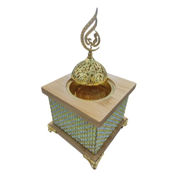 ENCENSOIR À CHARBON AVEC COUVERCLE MÉTAL DORÉ