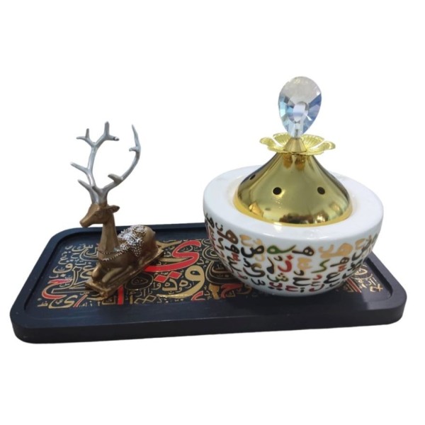 ENCENSOIR EN FORME DE CERF AVEC COUVERCLE MÉTAL DORÉ