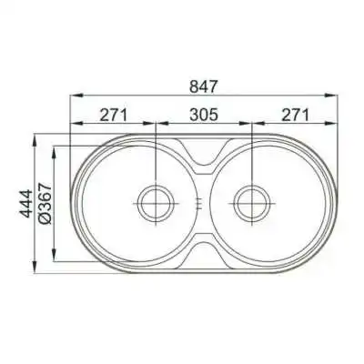ÉVIER DUETO ENCASTRABLE 2BACS 847*444MM RODI RODI - 3