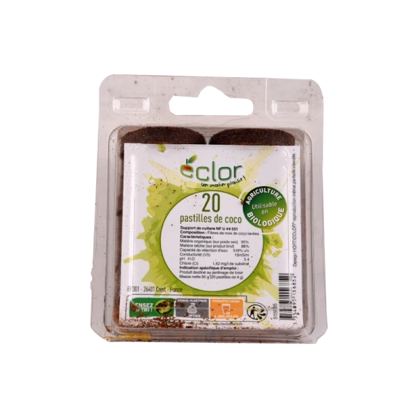 LOT DE 20 PASTILLES DE COCO POUR DES SEMIS ECLOR