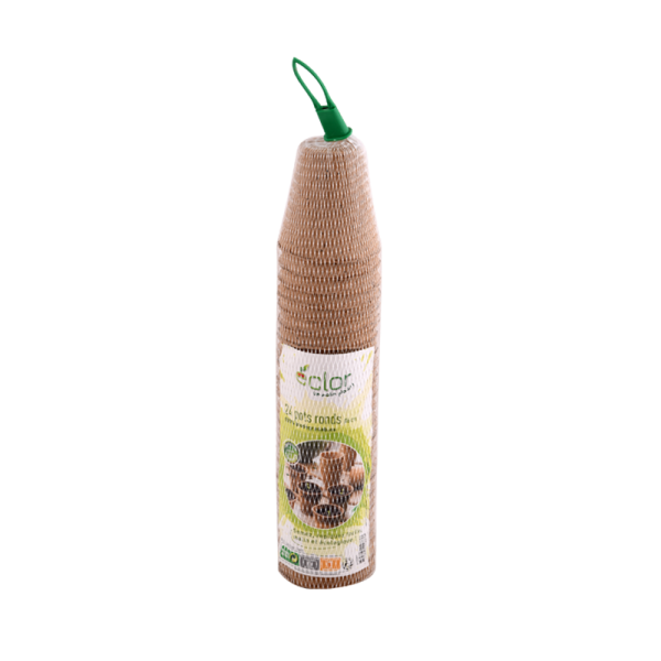 LOT DE 24 POTS RONDS EN CARTON 6CM ECLOR