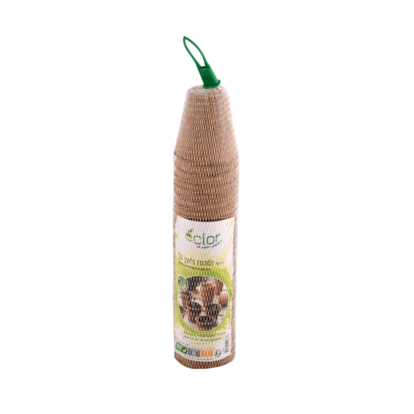 LOT DE 24 POTS RONDS EN CARTON 6CM ECLOR
