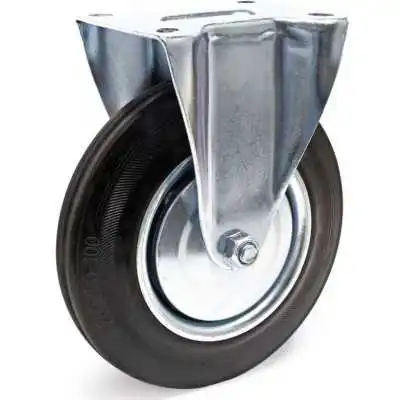 ROULETTE FIXE Ø200MM AVEC ROUE EN CAOUTCHOUC NOIR - 1