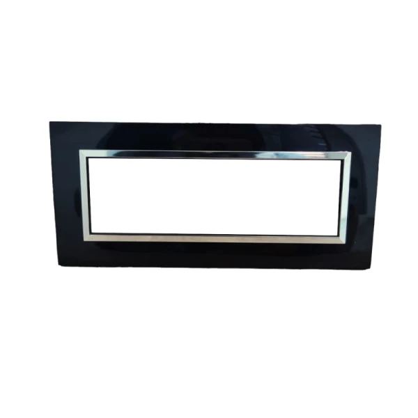 PLAQUE RECTANGULAIRE 6 MODULES NOIR CHROMÉ NOVA SYS45 SOMEF