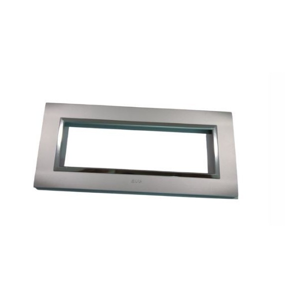 PLAQUE RECTANGULAIRE 6 MODULES GRIS CHROMÉ NOVA SYS45 SOMEF