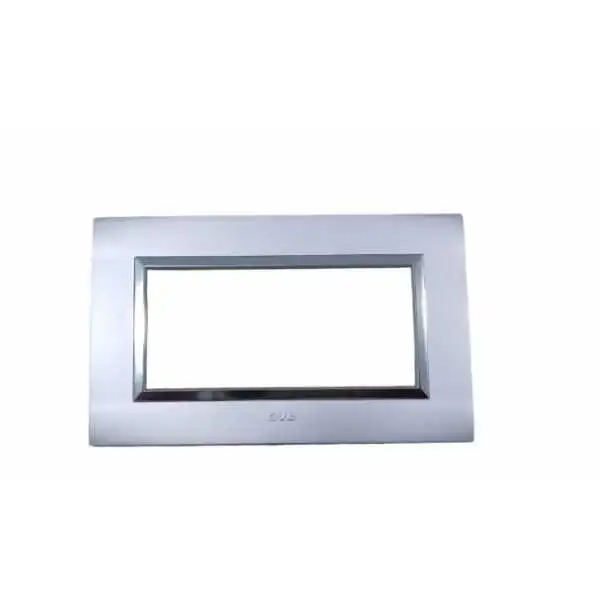 PLAQUE RECTANGULAIRE 4 MODULES GRIS CHROMÉ NOVA SYS45 SOMEF