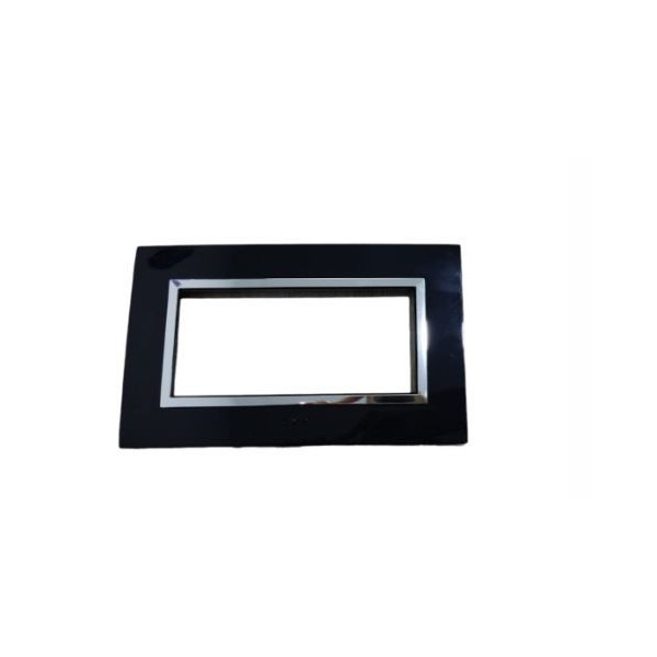 PLAQUE RECTANGULAIRE 4 MODULES NOIR CHROMÉ NOVA SYS45 SOMEF
