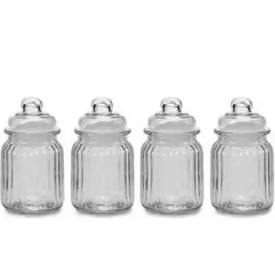LOT DE 4 POTS EN VERRE 30 CL RAYURES VIVALTO VIVALTO - 1