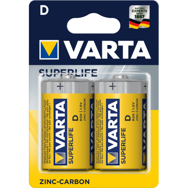 PACK DE 2 PILES SUPERLIFE D 1.5V VARTA