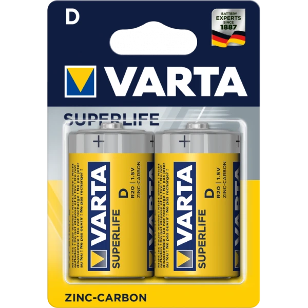 PACK DE 2 PILES SUPERLIFE D 1.5V VARTA