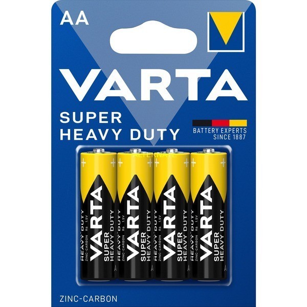 PACK DE 4 PILES SUPER HEAVY DUTY AA 1.5V VARTA