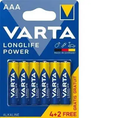 LOT DE 4 PILES AAA VARTA LONGLIFE POWER LR3 + 2 PILES OFFERTES VARTA - 1