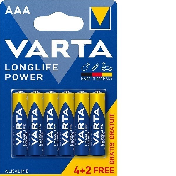 LOT DE 4 PILES AAA VARTA LONGLIFE POWER LR3 + 2 PILES OFFERTES