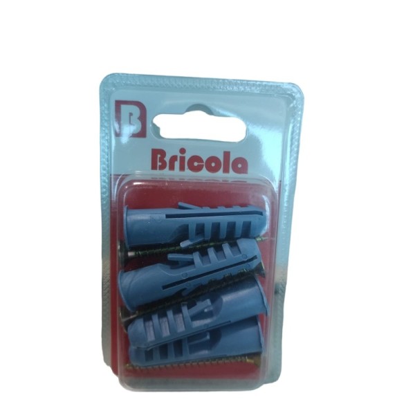 LOT DE 4 VIS BOIS TÊTE FRAISÉE PLATE PZ 5*50MM AVEC CHEVILLE DE 12 BRICOLA