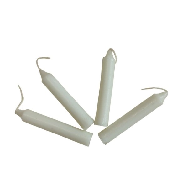 LOT DE 4 BOUGIE BÂTON H 9CM BLANC