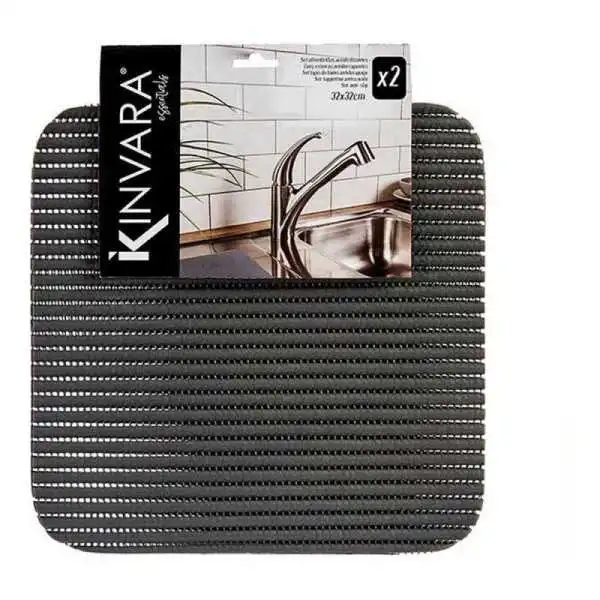 LOT DE 2 TAPIS ANTIDÉRAPANTES EN PLASTIQUE 32x1x 32CM KINVARA