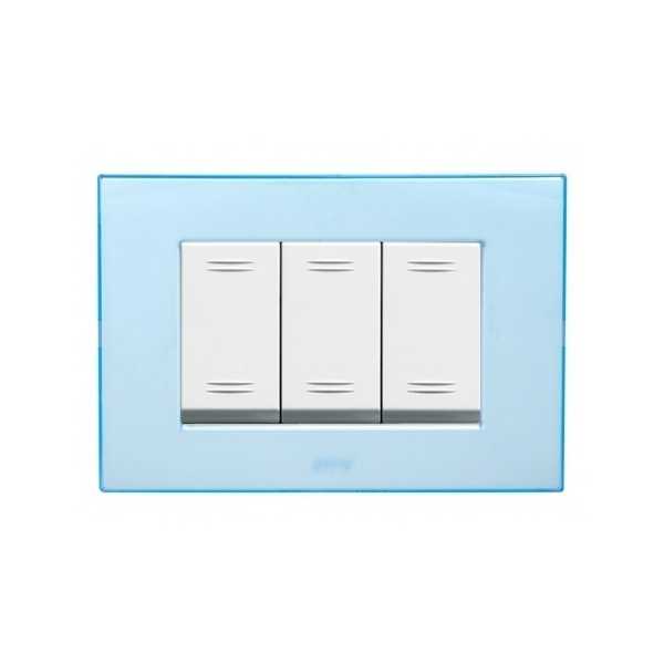 PLAQUE DUPLEX 45 RECTANGULAIRE BLEU DE FRANCE 3MODULES SOMEF