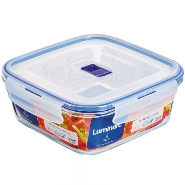 BOÎTE DE CONSERVATION CARRÉ EN VERRE 122 CL AVEC COUVERCLE LUMINARC