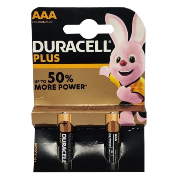 LOT DE 2 PILES 1.5V AAA LR03 DURACELL PLUS
