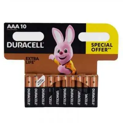 LOT DE 10 PILES 1.5V AAA LR03 DURACELL - 1