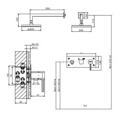 KIT MITIGEUR DE DOUCHE ENCASTRÉ AVEC INVERSEUR ZARZIS SOPAL SOPAL - 2