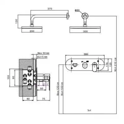 KIT MITIGEUR DE  DOUCHE ENCASTRÉ AVEC INVERSEUR SFAX SOPAL SOPAL - 2