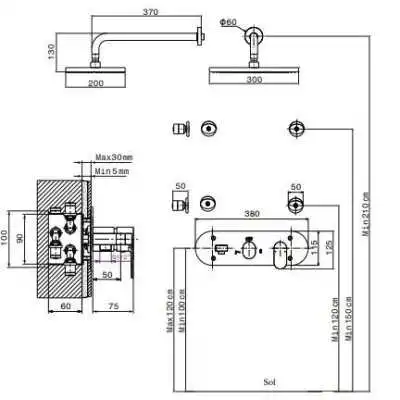 KIT MITIGEUR DE DOUCHE ENCASTRÉ HYDROMASSAGE SFAX SOPAL SOPAL - 2 KIT MITIGEUR DE DOUCHE ENCASTRÉ HYDROMASSAGE SFAX SOPAL SOPAL - 2