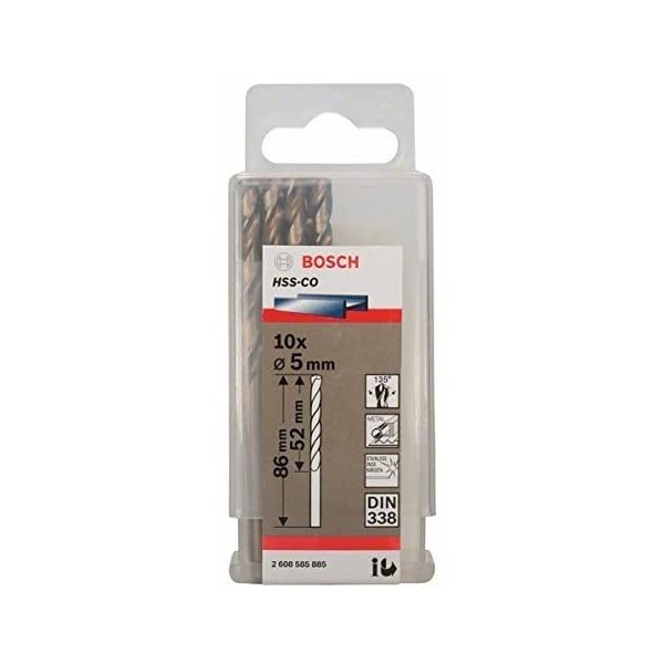 FORET MÉTAL 5MM HSS-CO 10 PIÈCES BOSCH