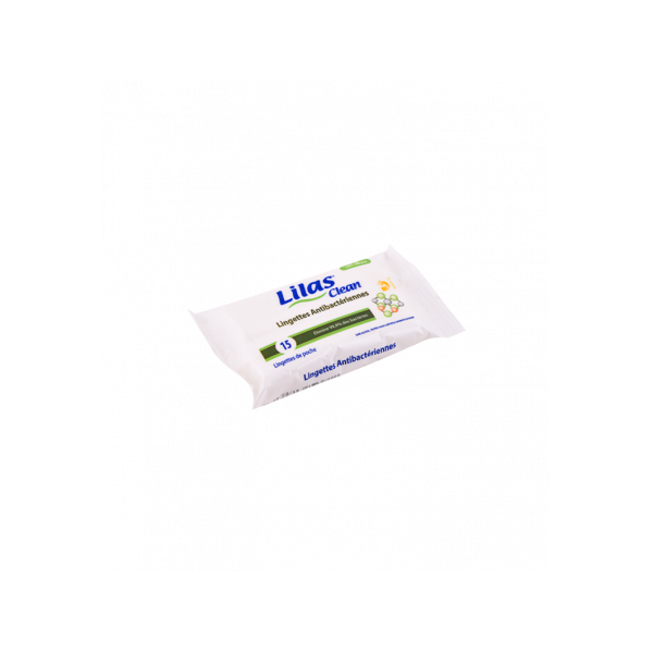 PAQUET DE 15 LINGETTES ANTIBACTÉRIENNES LILAS CLEAN