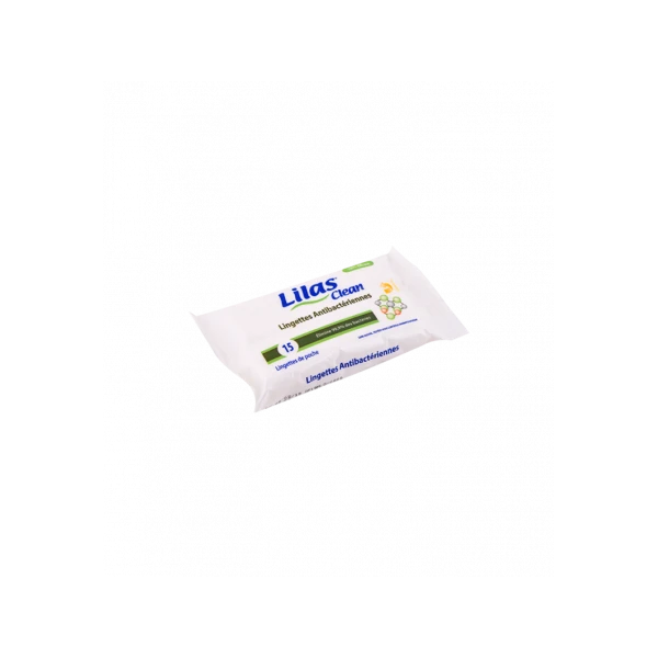 PAQUET DE 15 LINGETTES ANTIBACTÉRIENNES LILAS CLEAN