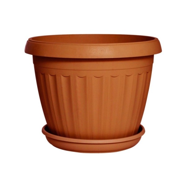 BAC À PLANTE 45CM MARRON AVEC PLATEAU SOTUFAB PLAST