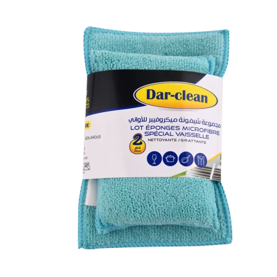 LOT DE 2 EPONGES EN MICROFIBRE VAISSELLE DAR CLEAN DAR-CLEAN - 1