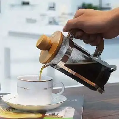 CAFETIÈRE À PRESSION MANCHE EN BOIS 0.6L YITIAN  - 5